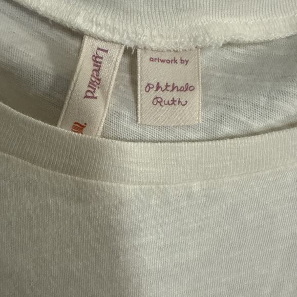 Anthropologie Lyrebird What’s In My Bag Cotton Tee, Medium, Cream - Picture 2 of 7